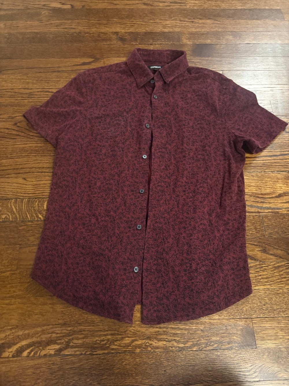 Express- Mens Red and Black Hirt- Medium